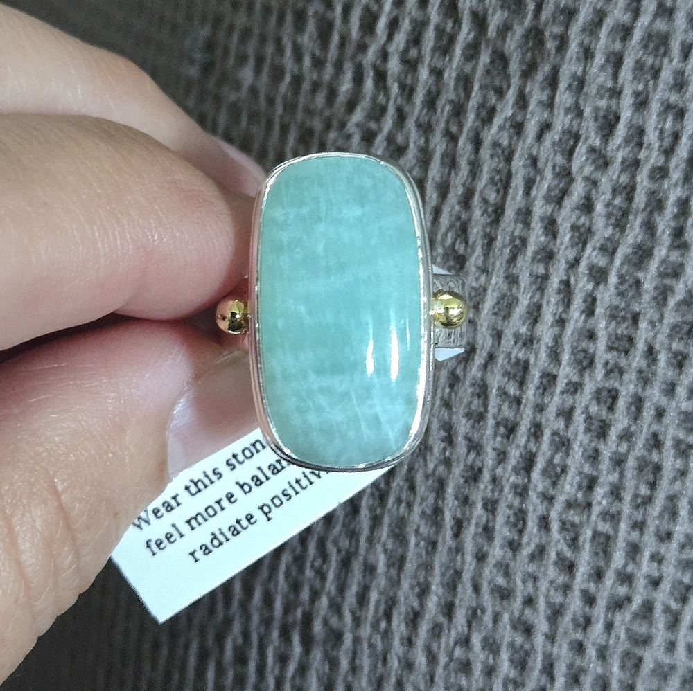 Shivam Rectangular Amazonite Statement Ring💍 - NWT - Picture 4 of 16